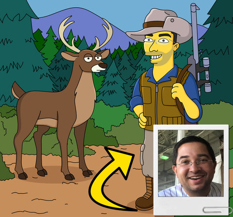 Deer Hunter Gift - Custom Portrait from Photo as Yellow Character