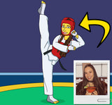 Taekwondo Gifts - Custom Portrait as Cartoon Character / taekwondo practitioner gift / tae kwon do gift /Korean martial art /taekwondo girl