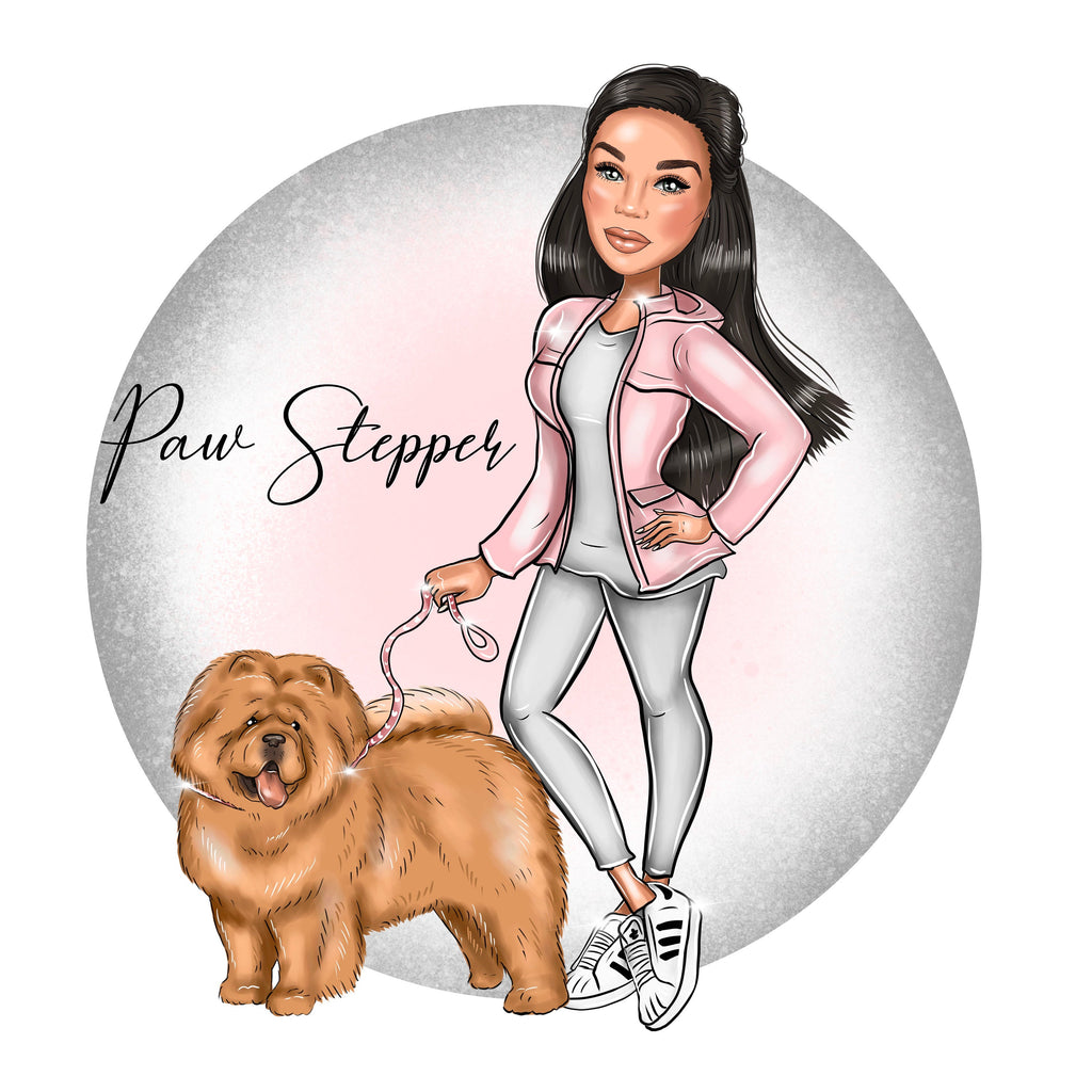 Dog Walking Logo - custom cartoon portrait for your business logo / dog walker logo / pet walker logo