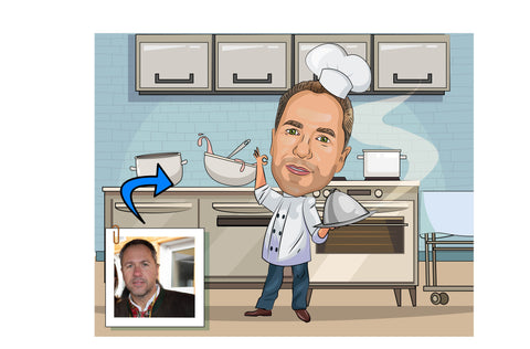Koch Karikatur, Karikatur kochen, Karikatur Chef