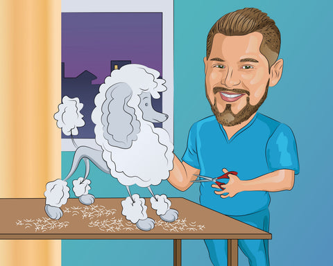 Hundefriseur Karikatur
