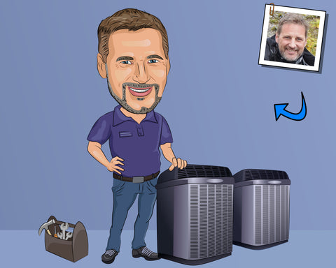 HLK-Techniker Karikatur
