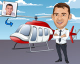 Hubschrauber Pilot Karikatur