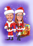 Xmas Couples CARICATURE / Christmas Caricature Gift / Christmas Portrait / Christmas Couple / Xmas Portrait / our first Christmas cartoon